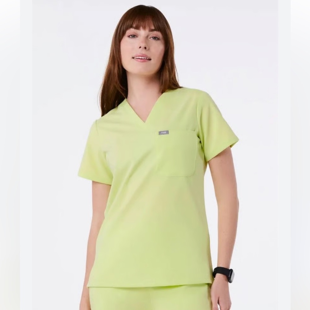 Women's Figs in Sea Mist Lime Green Catarina V-Neck Scrub Top